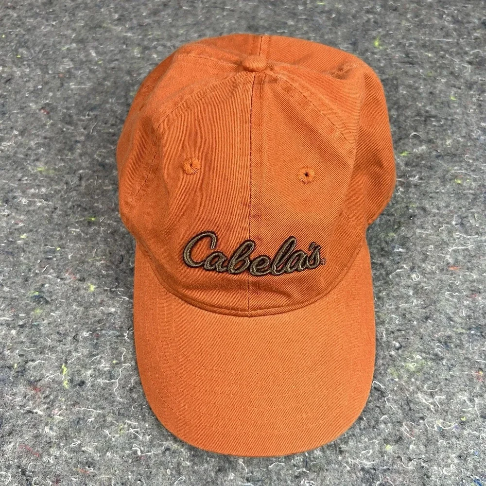 Cabela's Men's Hat Orange Strapback Baseball Cap Dad Golf Outdoor Used